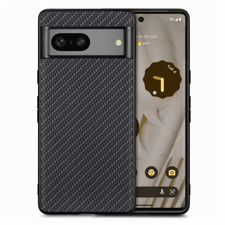 For Google Pixel 7 Carbon Fiber Texture Leather Back Cover Phone Case(Black)