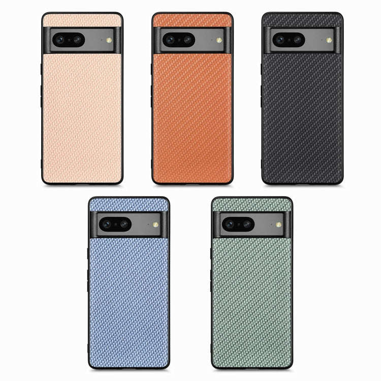 For Google Pixel 7 Carbon Fiber Texture Leather Back Cover Phone Case(Black)