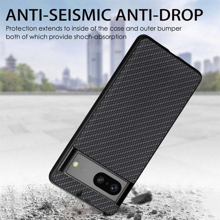 For Google Pixel 7 Carbon Fiber Texture Leather Back Cover Phone Case(Black)