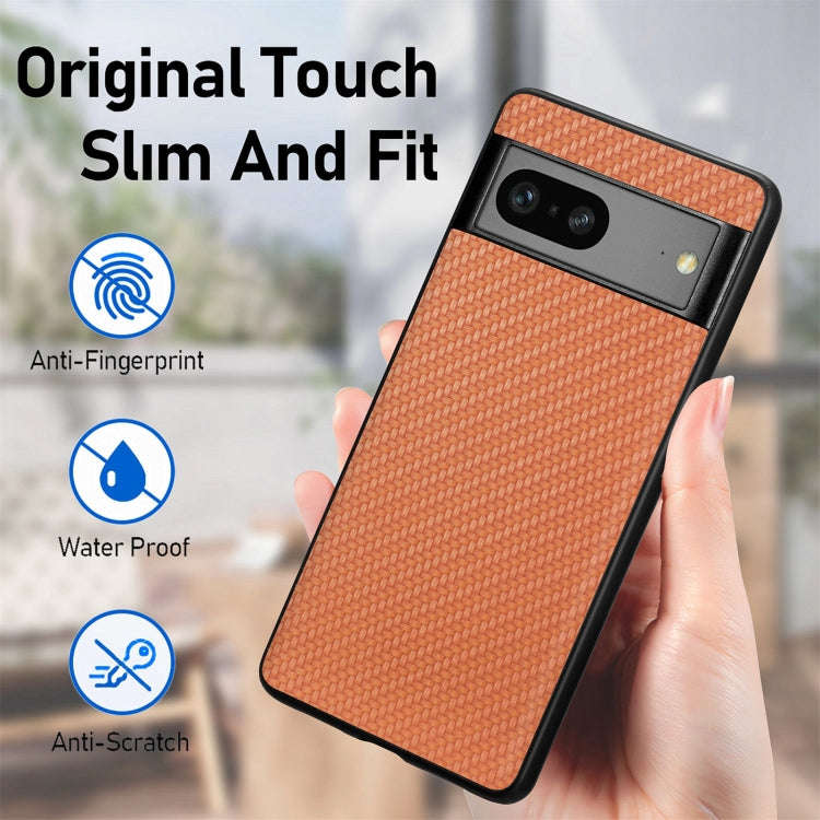 For Google Pixel 7 Carbon Fiber Texture Leather Back Cover Phone Case(Black)