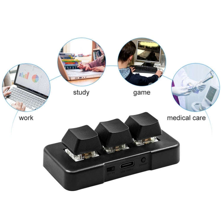 MK321BT Bluetooth 5.1 3 Keys Custom Keys Game Office PS Clip Macro Programming Keypad(Black)