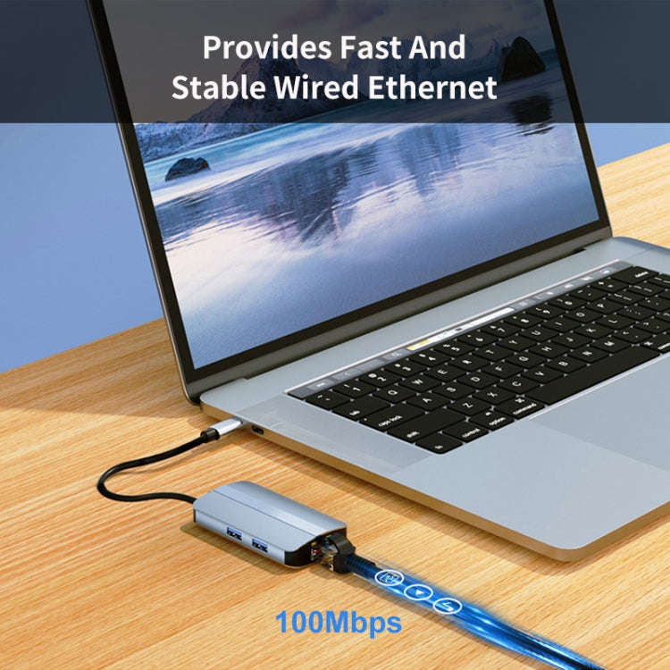 JUNSUNMAY 6 in 1 Type-C to 4K HDMI / Ethernet Docking Station Adapter USB-C Hub Multiport Converter