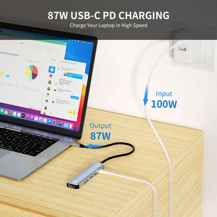 JUNSUNMAY 6 in 1 Type-C to 4K HDMI Docking Station Adapter USB-C PD Quick Charge Hub SD/TF Card R...