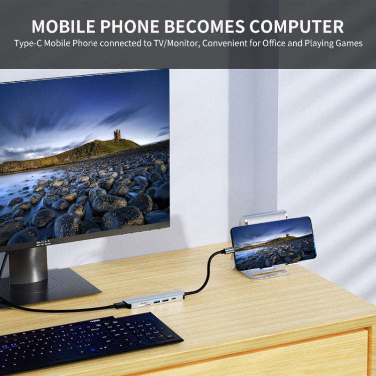 JUNSUNMAY 6 in 1 Type-C to 4K HDMI Docking Station Adapter USB-C PD Quick Charge Hub SD/TF Card R...