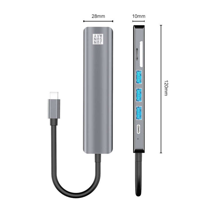 JUNSUNMAY 7 in 1 Type-C to 4K HDMI Docking Station Adapter PD Quick Charge Hub SD/TF Card Reader