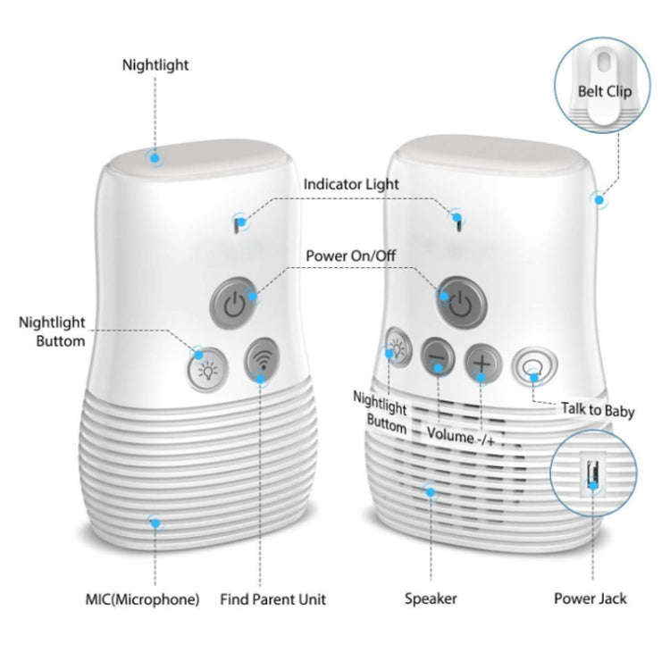 DBM-8 Wireless Audio Two-way Talk Back Baby Monitor, Intercom Sound Alert for Infant(EU Plug)