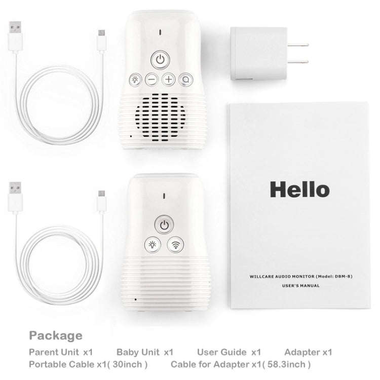 DBM-8 Wireless Audio Two-way Talk Back Baby Monitor, Intercom Sound Alert for Infant(EU Plug)