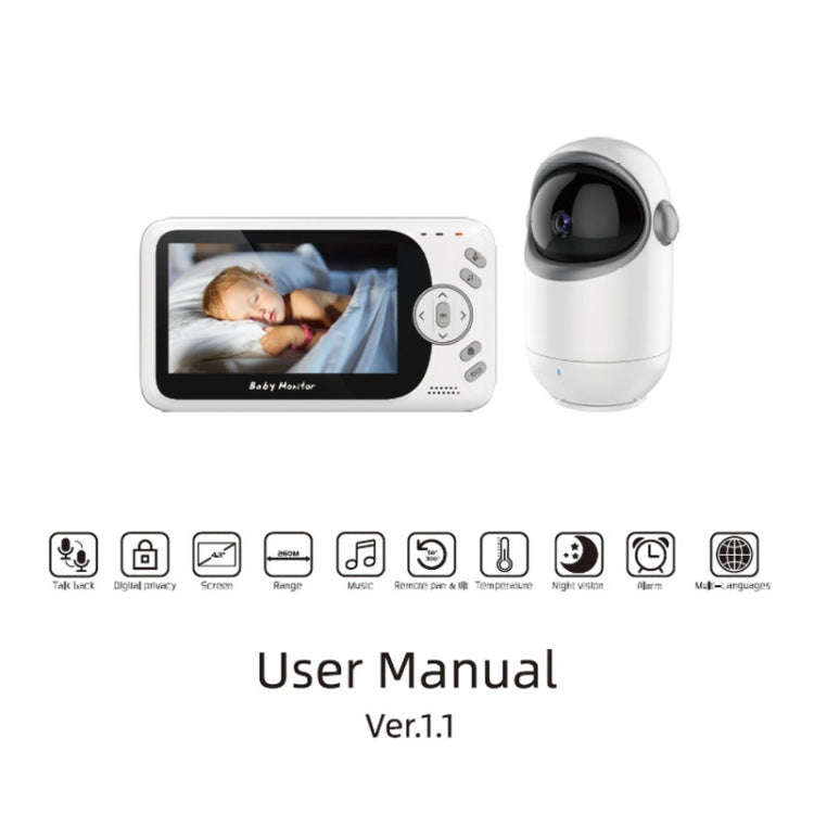 VB801 4.3 inch Night Vision Camera Baby Monitor, Wireless Intercom Audio Video Camera, Temperatur...