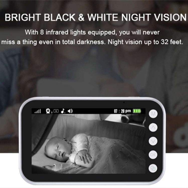 ABM100 4.3 inch Wireless Video Color Night Vision Baby Monitor 360-Degree Security Camera(AU Plug)