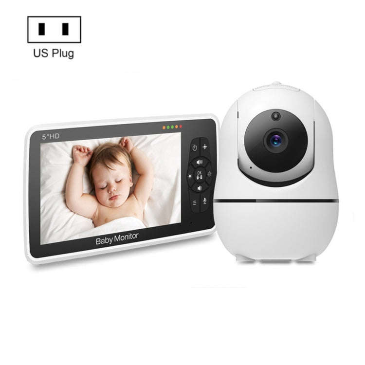 SM50 5 inch Baby Monitor 360-Degree Rotating Wireless Camera Night Vision Intercom Lullaby Monito...