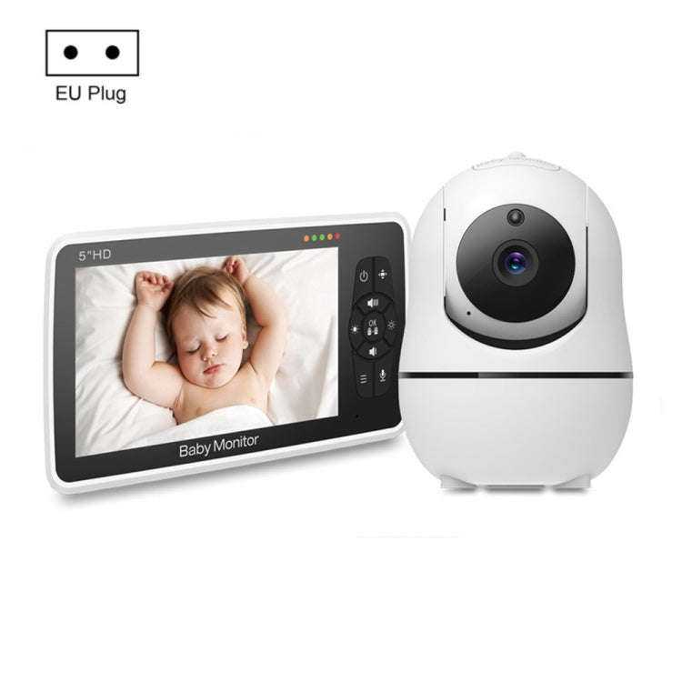 SM50 5 inch Baby Monitor 360-Degree Rotating Wireless Camera Night Vision Intercom Lullaby Monito...