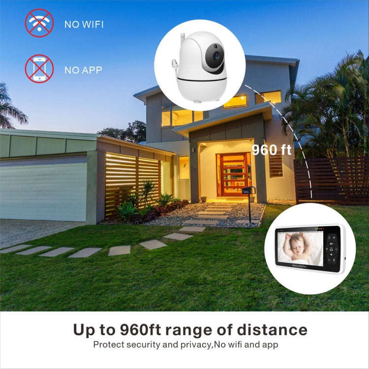 SM50 5 inch Baby Monitor 360-Degree Rotating Wireless Camera Night Vision Intercom Lullaby Monito...