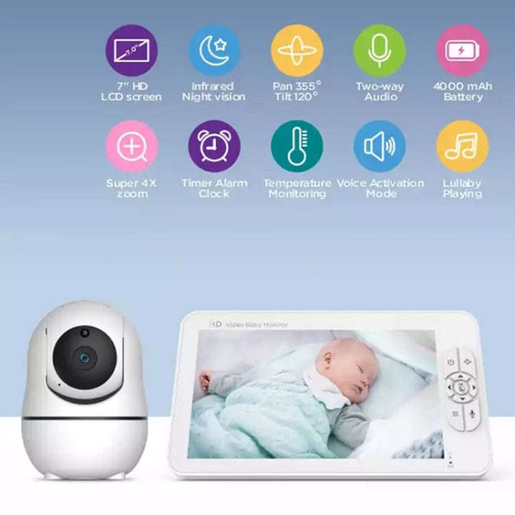 SM70PTZ 7 inch Screen 2.4GHz Wireless Digital Baby Monitor,  Auto Night Vision / Two-way Voice In...