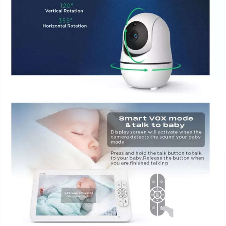 SM70PTZ 7 inch Screen 2.4GHz Wireless Digital Baby Monitor,  Auto Night Vision / Two-way Voice In...