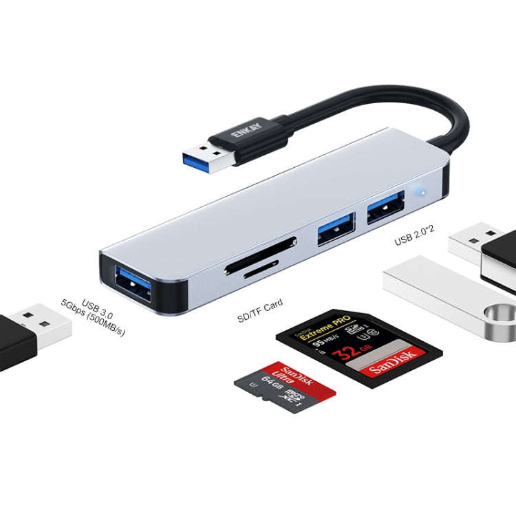 ENKAY Hat-Prince 5 in 1 Docking Station Adapter HUB SD/TF Card Reader, Interface:USB 3.0