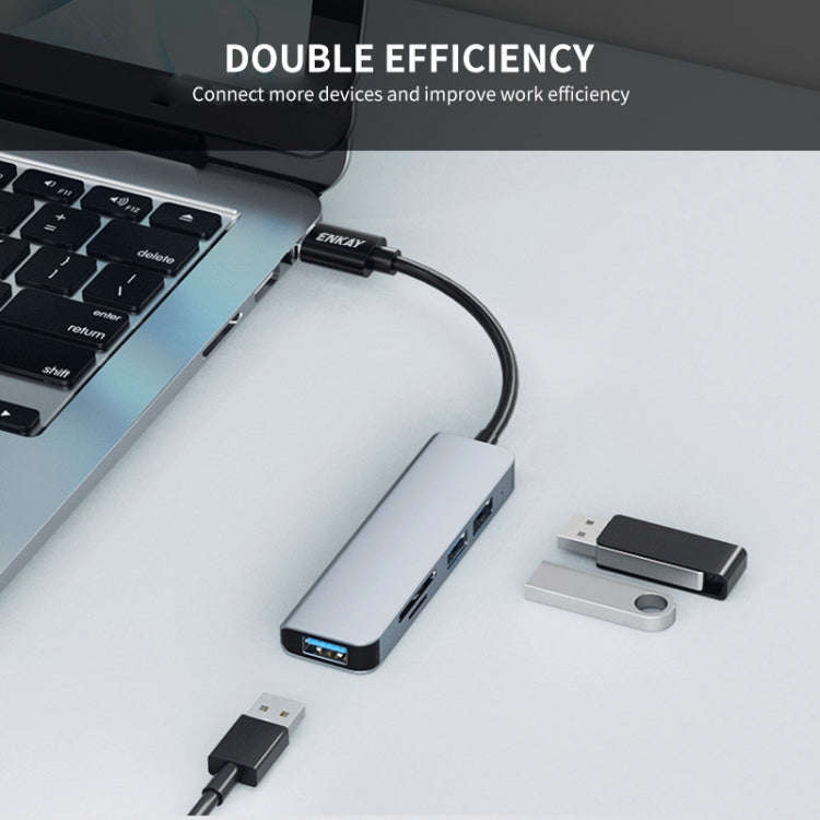 ENKAY Hat-Prince 5 in 1 Docking Station Adapter HUB SD/TF Card Reader, Interface:USB 3.0