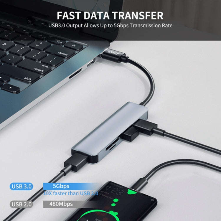 ENKAY Hat-Prince 5 in 1 Docking Station Adapter HUB SD/TF Card Reader, Interface:USB 3.0