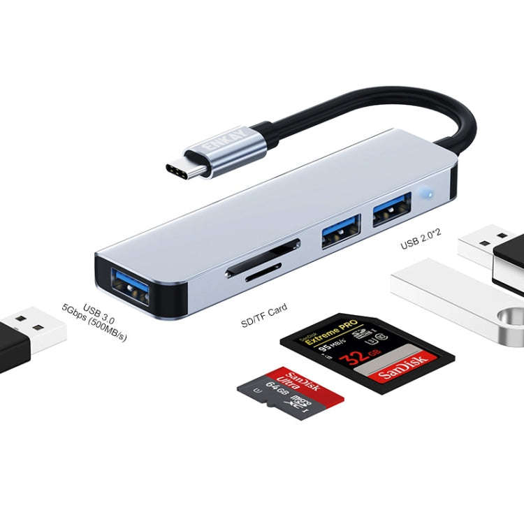 ENKAY Hat-Prince 5 in 1 Docking Station Adapter HUB SD/TF Card Reader, Interface:Type-C