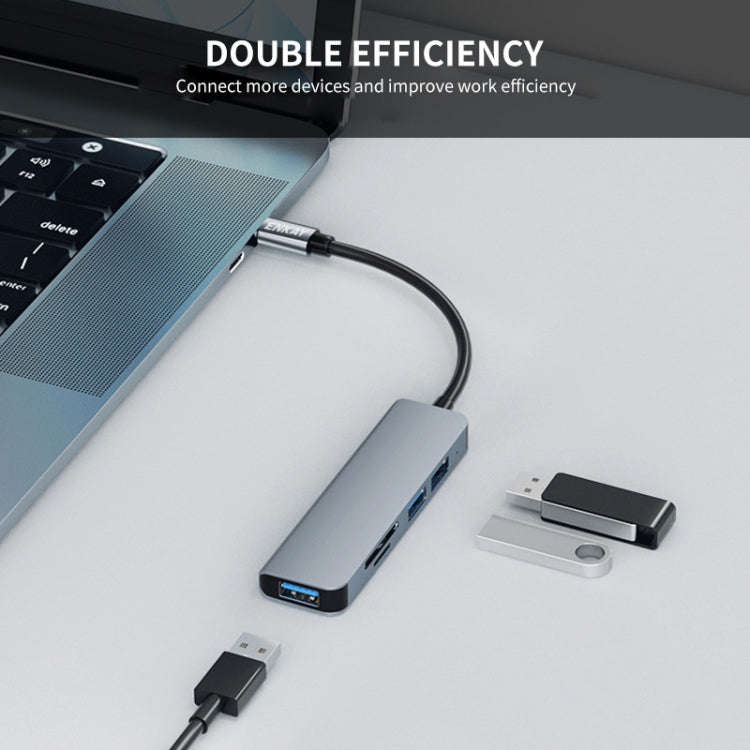 ENKAY Hat-Prince 5 in 1 Docking Station Adapter HUB SD/TF Card Reader, Interface:Type-C