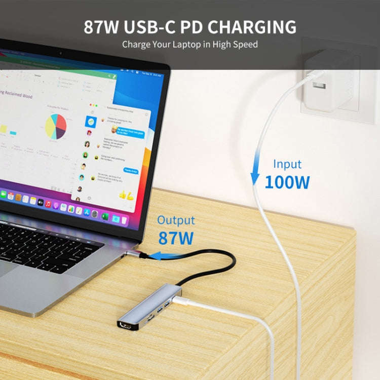 ENKAY Hat-Prince 6 in 1 Type-C Hub 4K HDMI Docking Station Adapter USB-C PD Quick Charge SD/TF Ca...