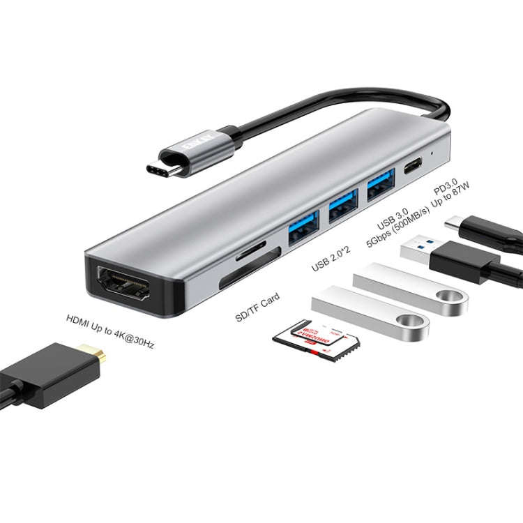 ENKAY Hat-Prince 7 in 1 Type-C to 4K HDMI Docking Station Adapter PD Quick Charge Hub SD/TF Card ...