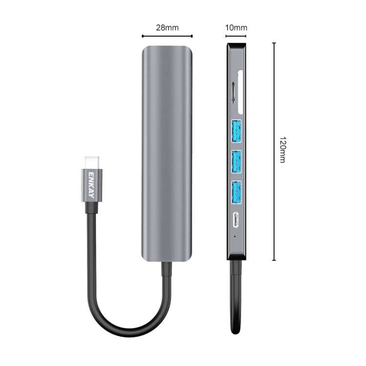 ENKAY Hat-Prince 7 in 1 Type-C to 4K HDMI Docking Station Adapter PD Quick Charge Hub SD/TF Card ...