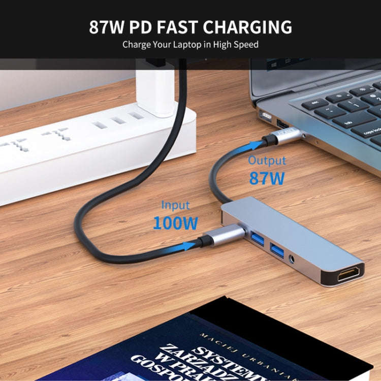 ENKAY Hat-Prince 5 in 1 Type-C Hub 4K HDMI Converter Docking Station 3.5mm Audio Jack Adapter