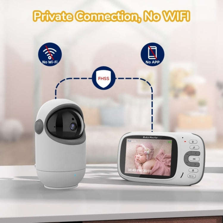 VB802 3.2 inch Baby Monitor Wireless Digital Video Rotating Camera(EU Plug)