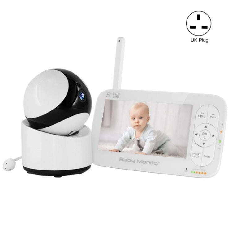 DY55A Built-in Lullabies Video Babyphone 5 inch Screen Digital Wireless Baby Monitor Camera(UK Plug)