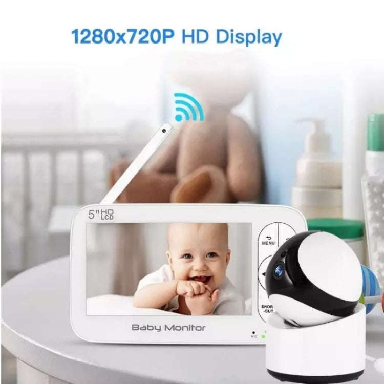 DY55A Built-in Lullabies Video Babyphone 5 inch Screen Digital Wireless Baby Monitor Camera(EU Plug)