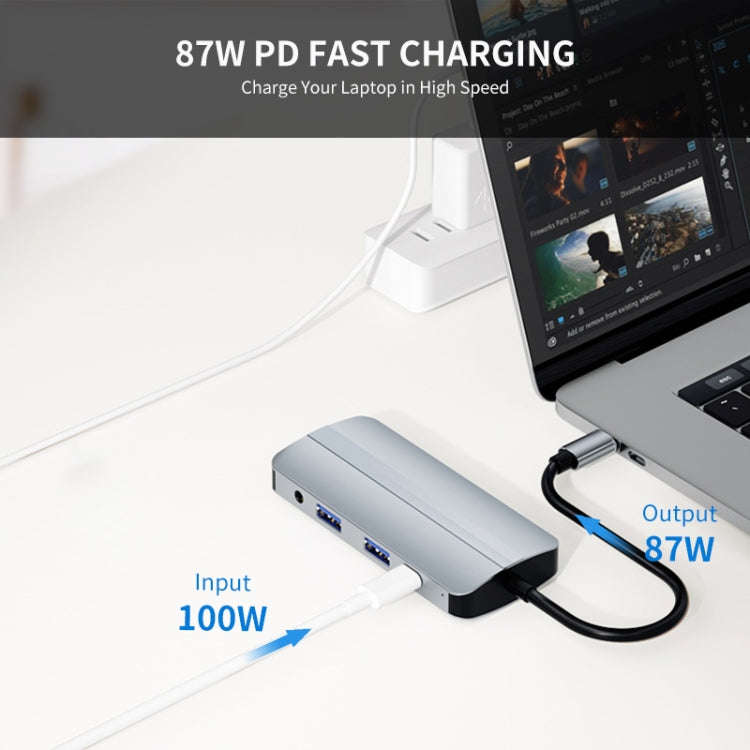 JUNSUNMAY 8 in 1 Type-C to 4K HDMI + VGA Docking Station Adapter PD Quick Charge Hub