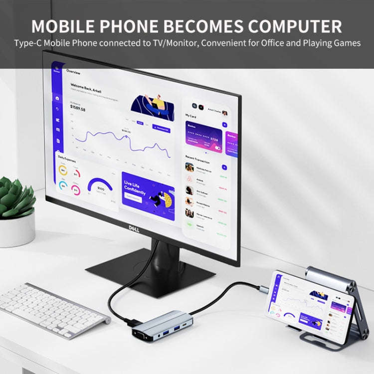 JUNSUNMAY 8 in 1 Type-C to 4K HDMI + VGA Docking Station Adapter PD Quick Charge Hub
