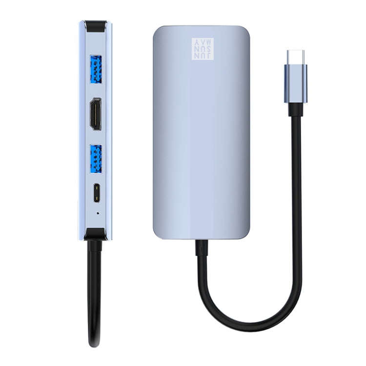 JUNSUNMAY 8 in 1 Type-C to 4K HDMI + RJ45 Ethernet Hub Docking Station Adapter