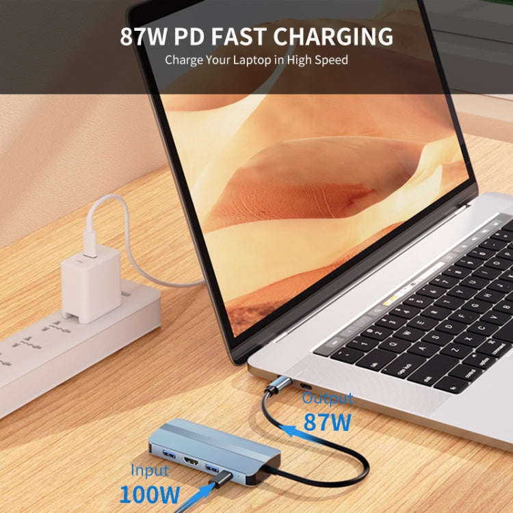 JUNSUNMAY 8 in 1 Type-C to 4K HDMI + RJ45 Ethernet Hub Docking Station Adapter