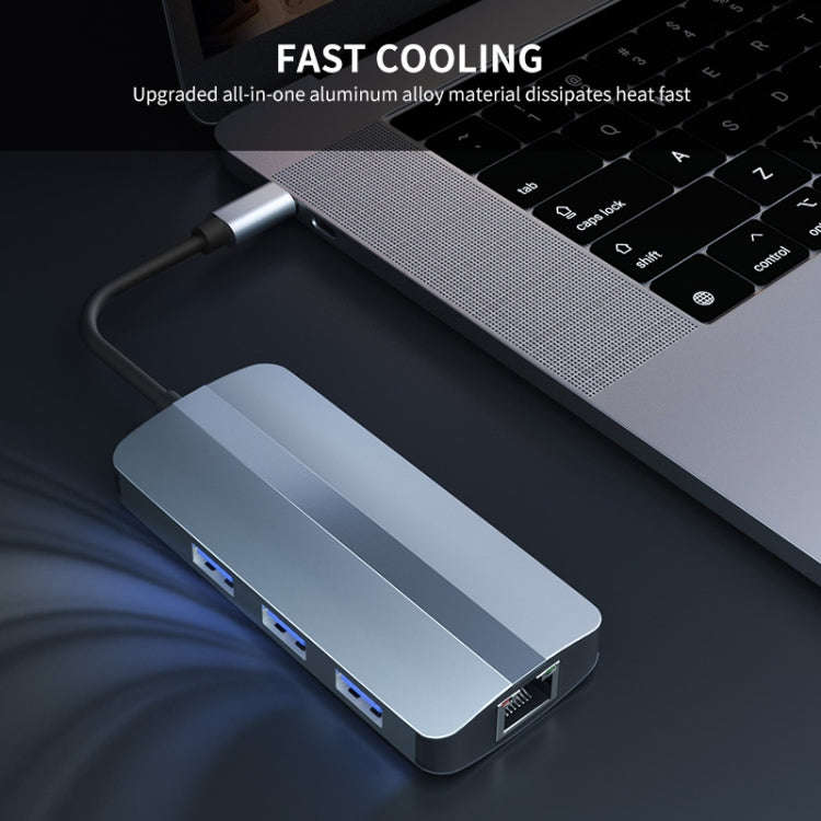 JUNSUNMAY 6 in 1 Type-C to 4K HDMI + 1000M RJ45 Ethernet Hub Docking Station Adapter