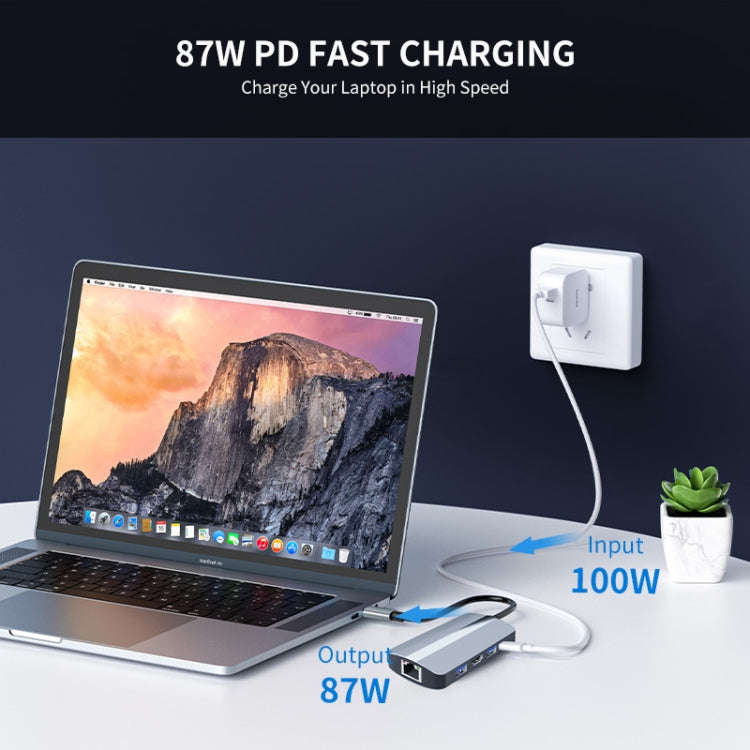 JUNSUNMAY 7 in 1 Multifunctional USB-C Hub Docking Station Adapter -