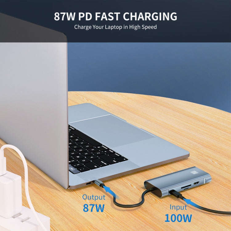 JUNSUNMAY 10 in 1 Type-C to 4K HDMI + VGA +RJ45 + 3.5mm Audio Docking Station Adapter PD Quick Ch...