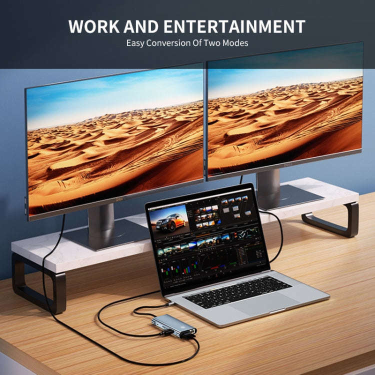 JUNSUNMAY 10 in 1 Type-C to 4K HDMI + VGA +RJ45 + 3.5mm Audio Docking Station Adapter PD Quick Ch...
