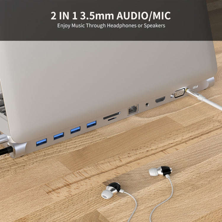 JUNSUNMAY 11 in 1 Multifunctional USB C Hub Docking Station Adapter SD/TF Card Reader
