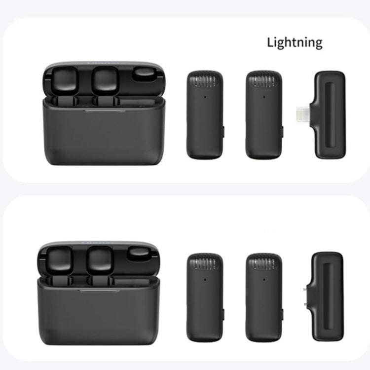 One by Two Wireless Lavalier Microphones with Charging Case, Port: 8 Pin