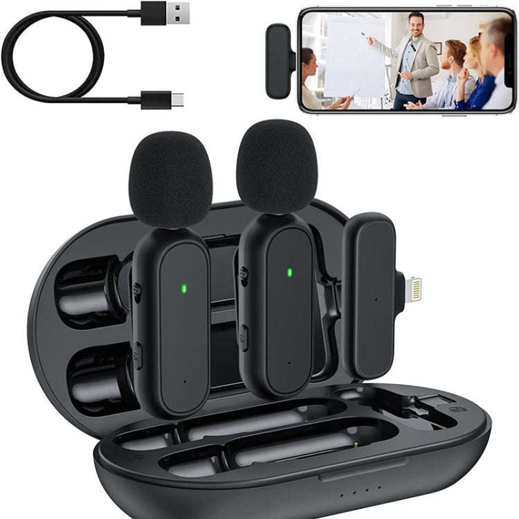 One by Two Wireless Lavalier Microphone Wireless Noise Reduction Microphone with Charging Case, P...