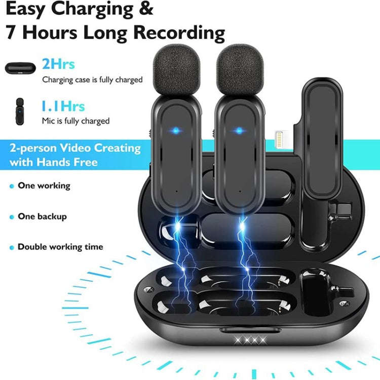 One by Two Wireless Lavalier Microphone Wireless Noise Reduction Microphone with Charging Case, P...