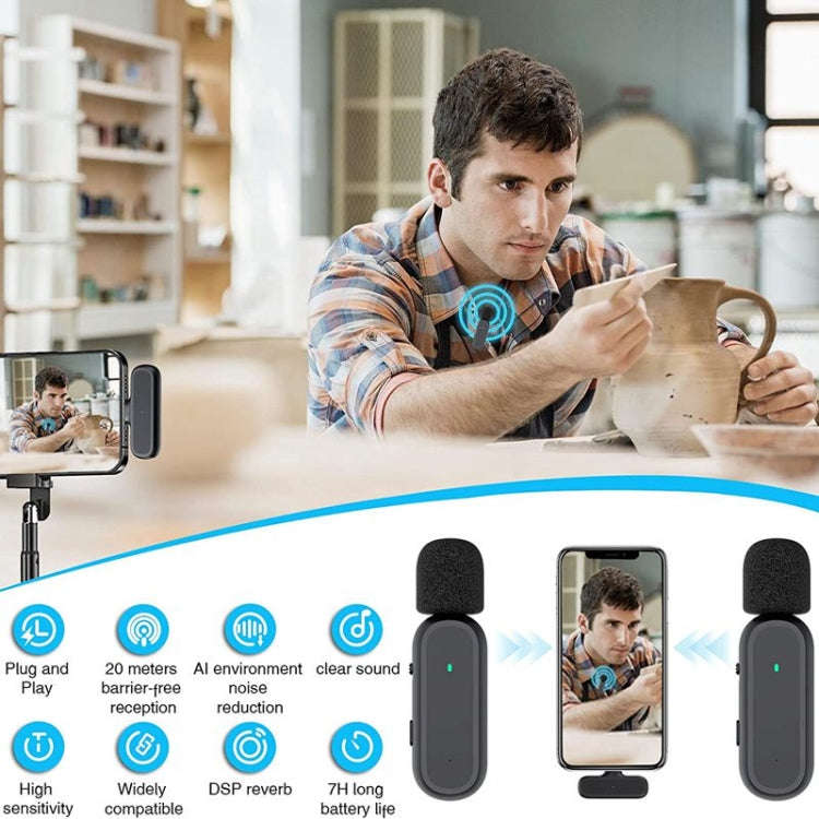 One by Two Wireless Lavalier Microphone Wireless Noise Reduction Microphone with Charging Case, P...