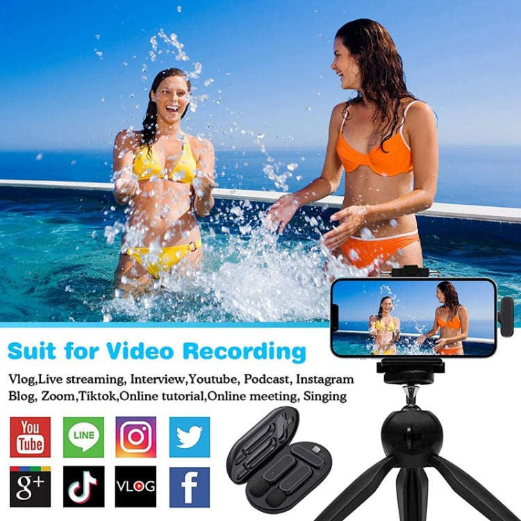 One by Two Wireless Lavalier Microphone Wireless Noise Reduction Microphone with Charging Case, P...