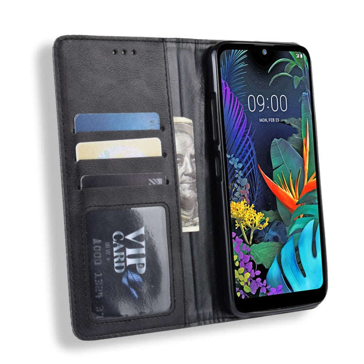 Magnetic Buckle Retro Crazy Horse Texture Horizontal Flip Leather Case for LG K50 /LG Q60 , with ...