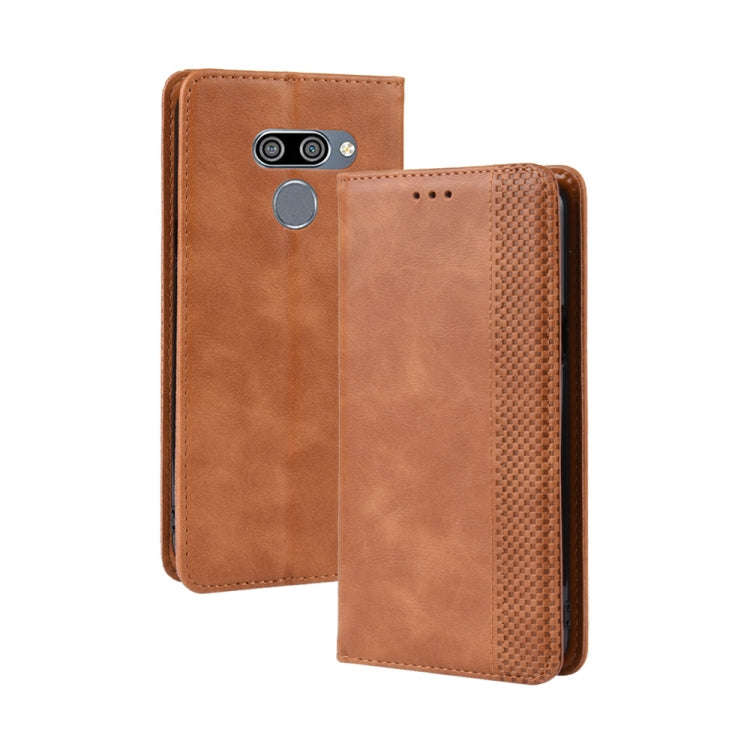 Magnetic Buckle Retro Crazy Horse Texture Horizontal Flip Leather Case for LG K50 /LG Q60 , with ...