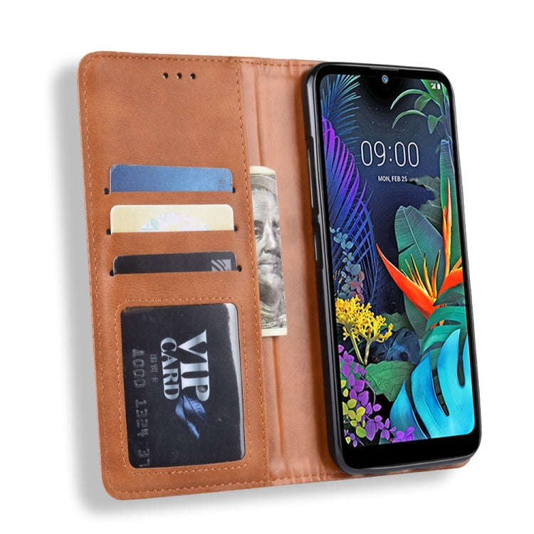 Magnetic Buckle Retro Crazy Horse Texture Horizontal Flip Leather Case for LG K50 /LG Q60 , with ...