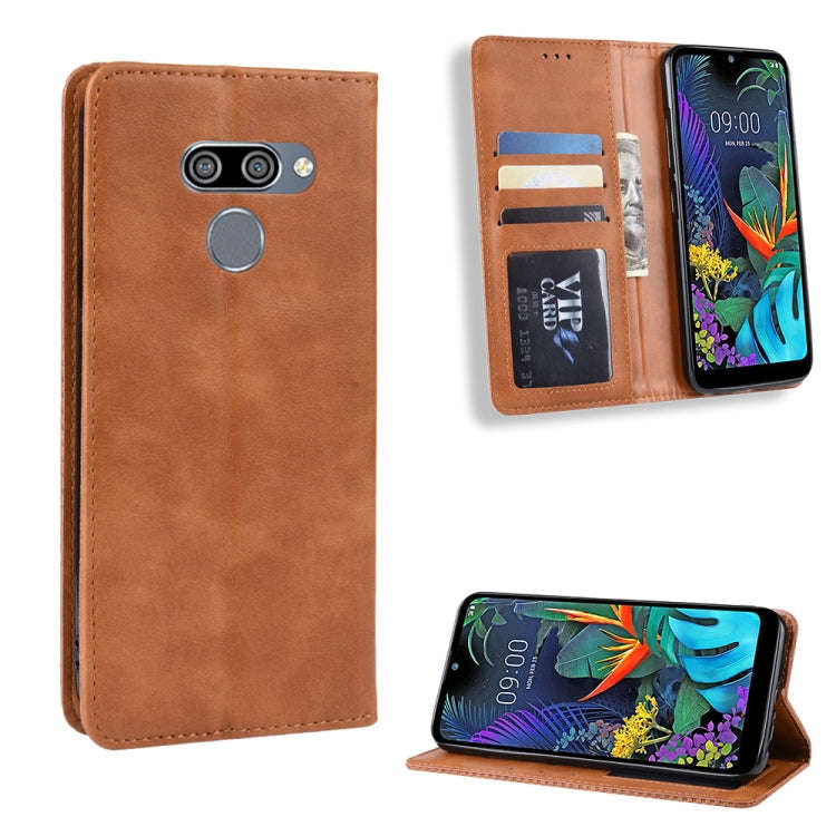 Magnetic Buckle Retro Crazy Horse Texture Horizontal Flip Leather Case for LG K50 /LG Q60 , with ...