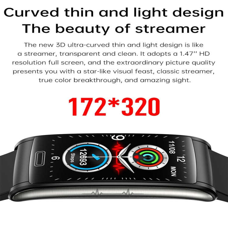 E600 1.47 inch Color Screen Smart Watch Silicone Strap Support Heart Rate Monitoring / Blood Pres...