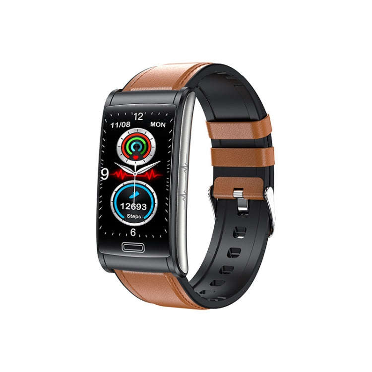 E600 1.47 inch Color Screen Smart Watch Leather Strap Support Heart Rate Monitoring / Blood Press...